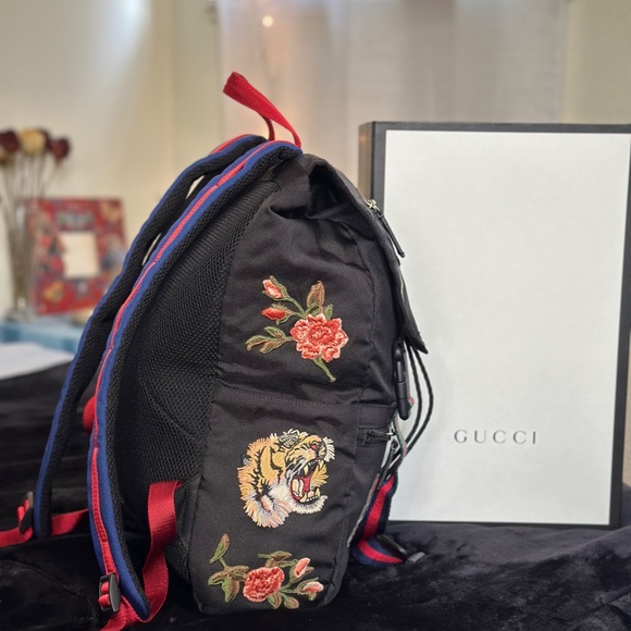 Gucci Butterfly Tiger Floral Embroidery L’ aveugle Par Amour Techpack Backpack - Picture 5 of 13